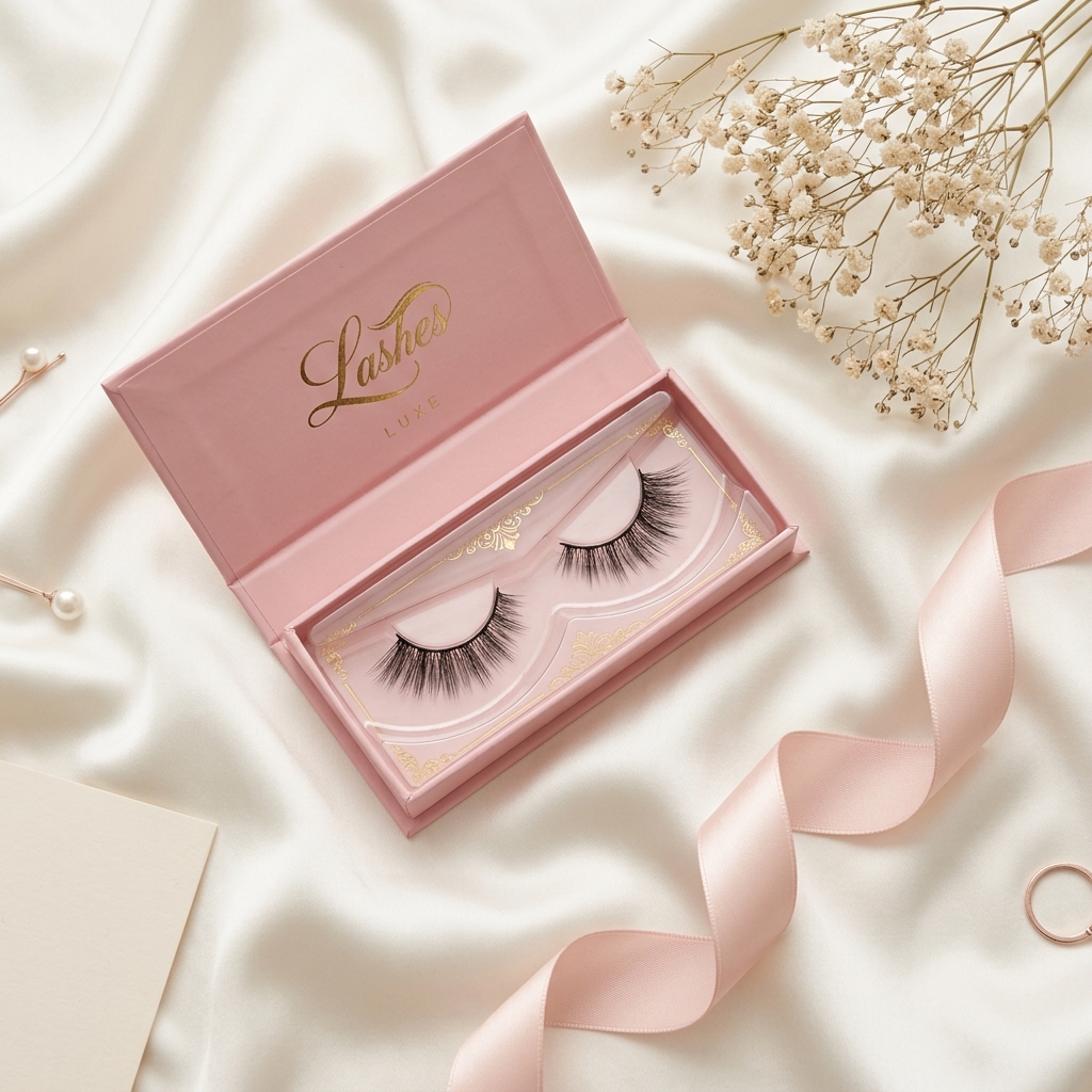 Close-up of luxury lash extensions on a client