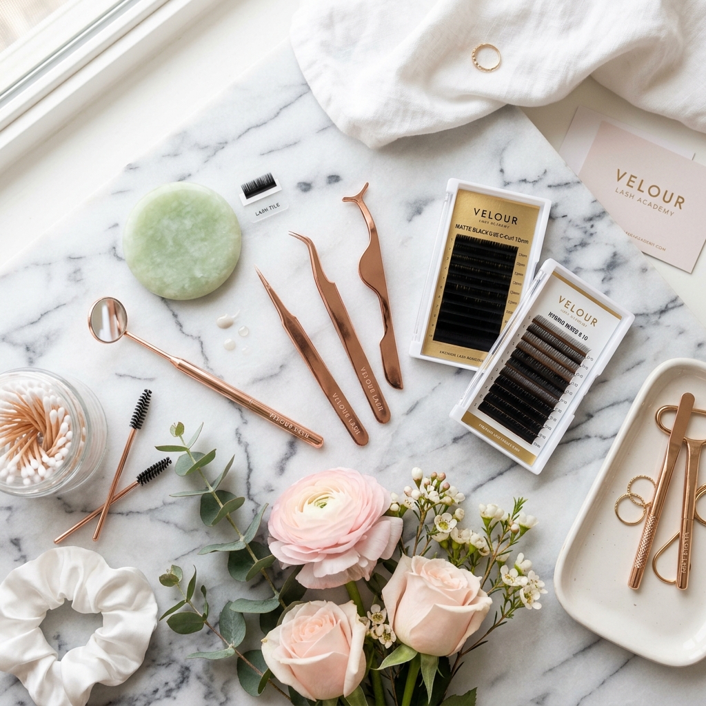 Lash tools flatlay